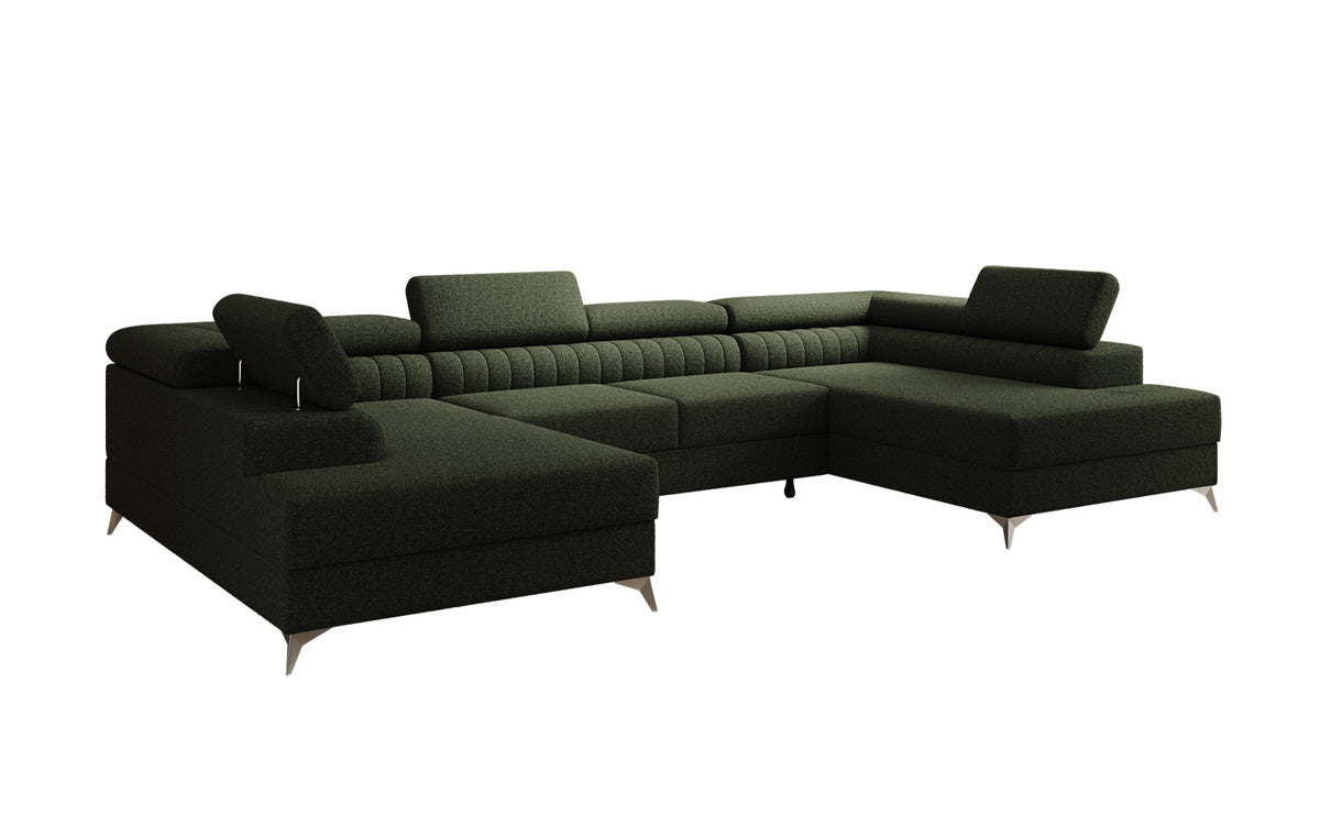Designerbank Aurea U met slaap- en klapfunctie in Bouclé