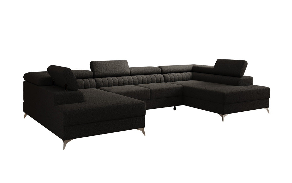 Designerbank Aurea U met slaap- en klapfunctie in Bouclé