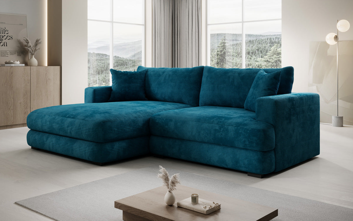 Designer-hoekbank Lima in Ribstof