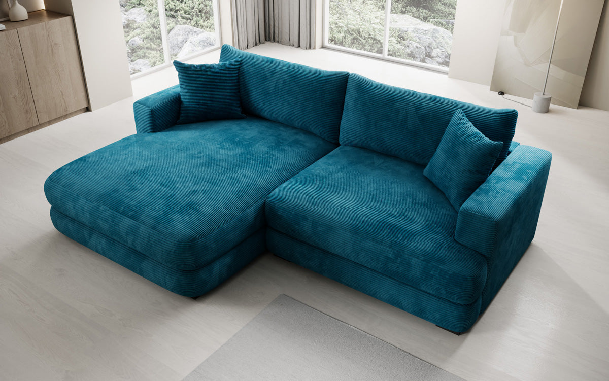 Designer-hoekbank Lima in Ribstof