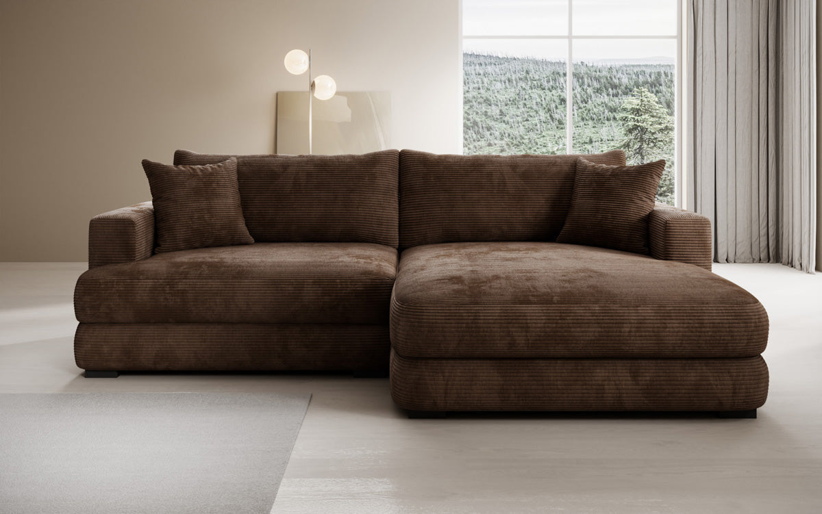 Designer-hoekbank Lima in Ribstof