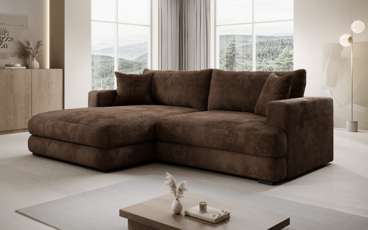 Designer-hoekbank Lima in Ribstof