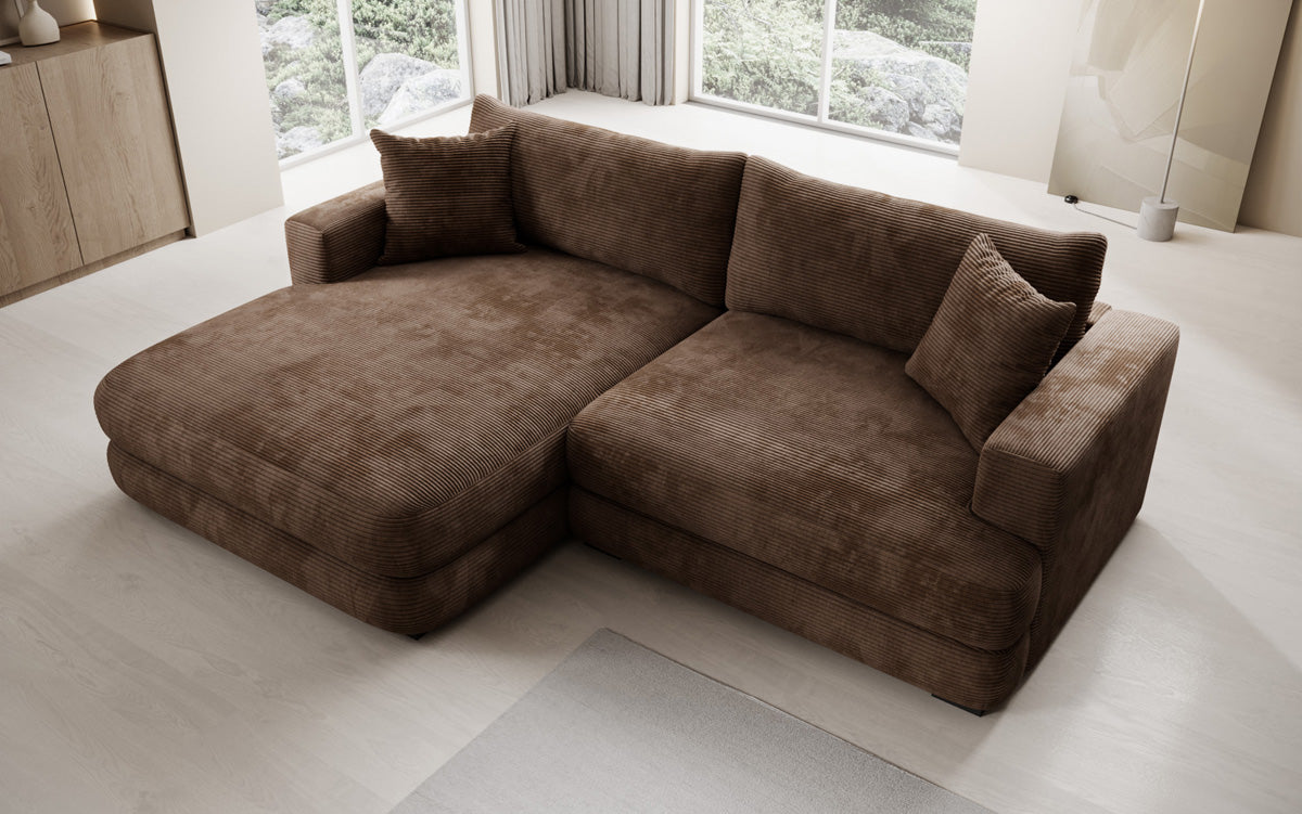Designer-hoekbank Lima in Ribstof