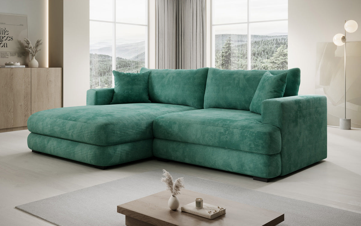 Designer-hoekbank Lima in Ribstof