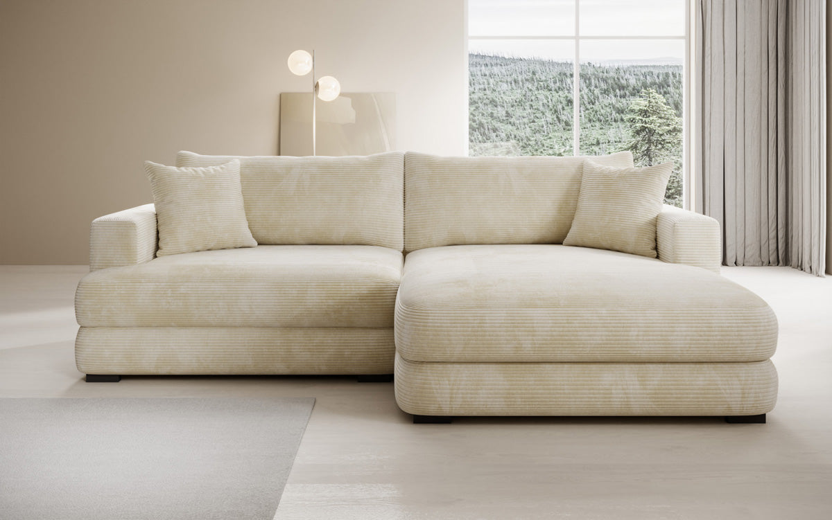 Designer-hoekbank Lima in Ribstof