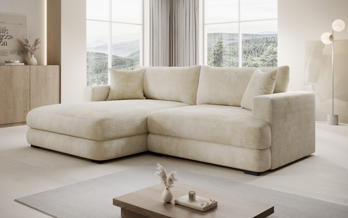 Designer-hoekbank Lima in Ribstof