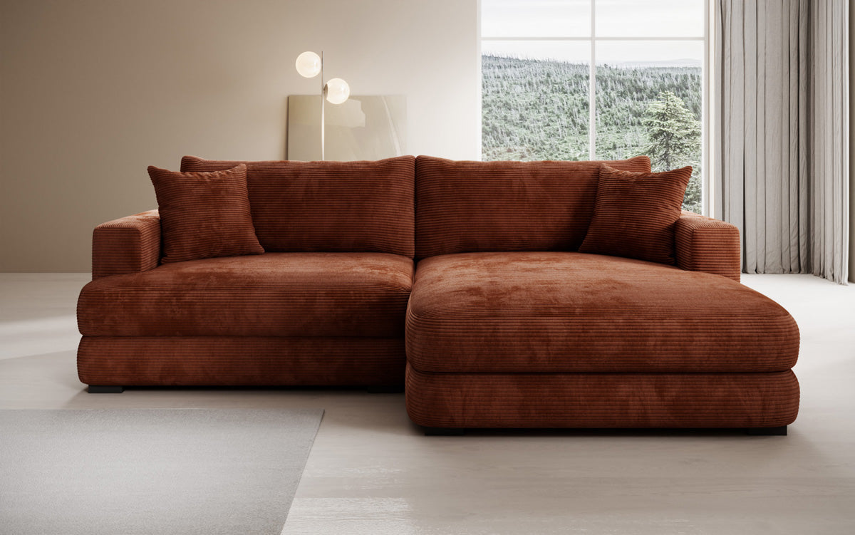 Designer-hoekbank Lima in Ribstof