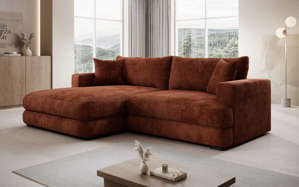 Designer-hoekbank Lima in Ribstof