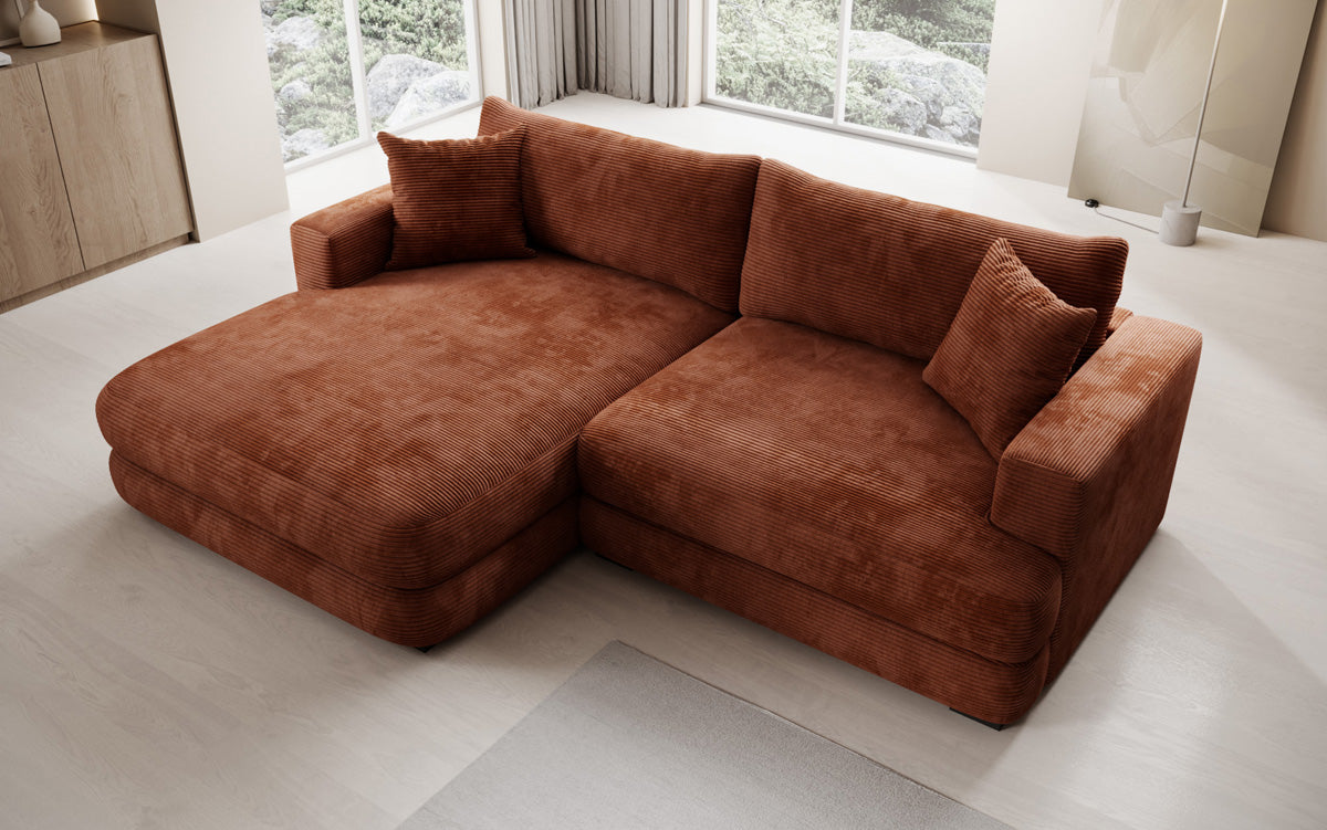 Designer-hoekbank Lima in Ribstof