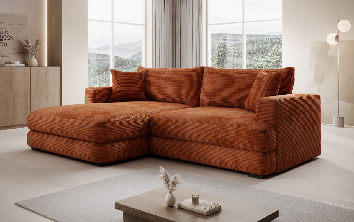 Designer-hoekbank Lima in Ribstof