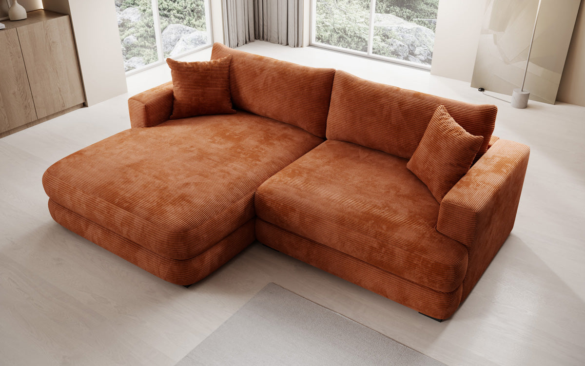 Designer-hoekbank Lima in Ribstof