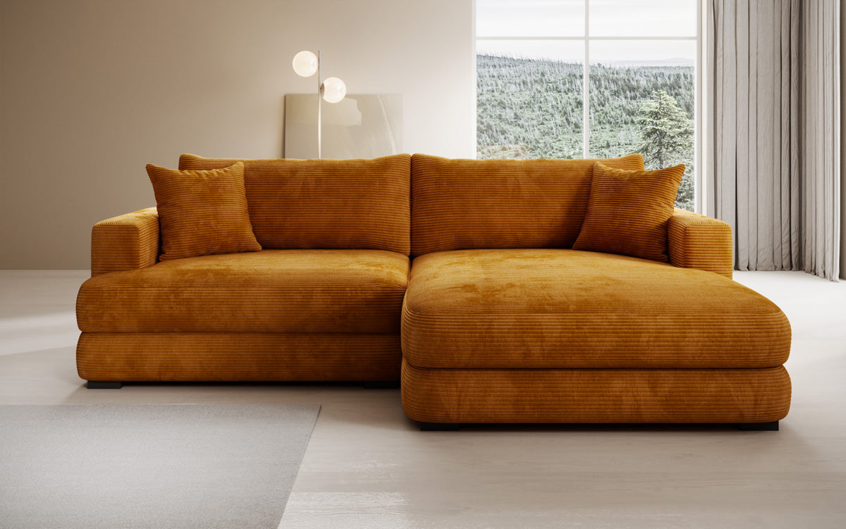 Designer-hoekbank Lima in Ribstof