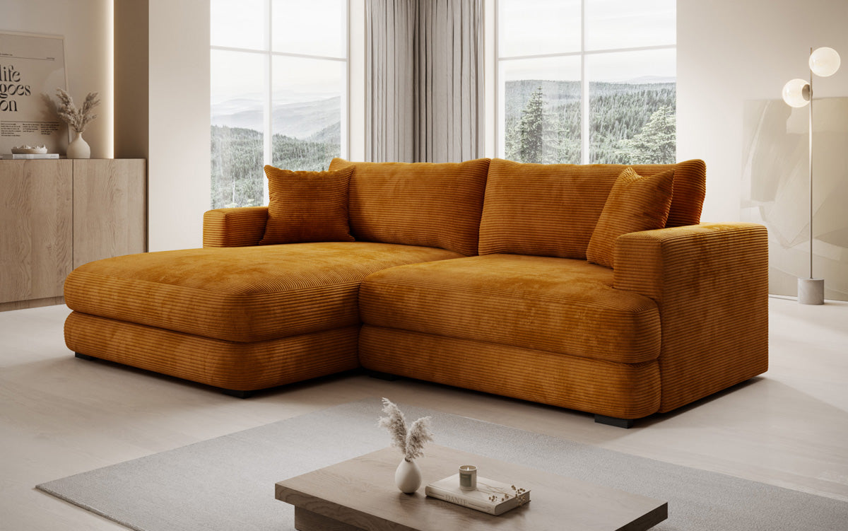 Designer-hoekbank Lima in Ribstof