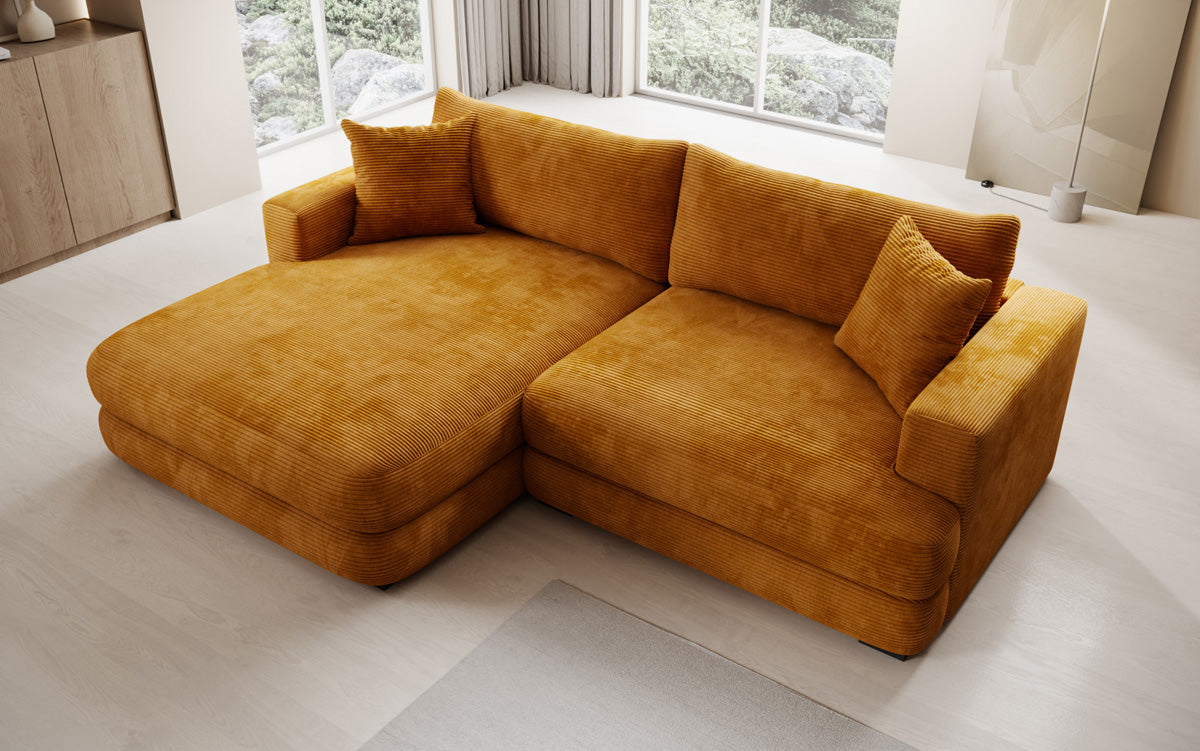 Designer-hoekbank Lima in Ribstof