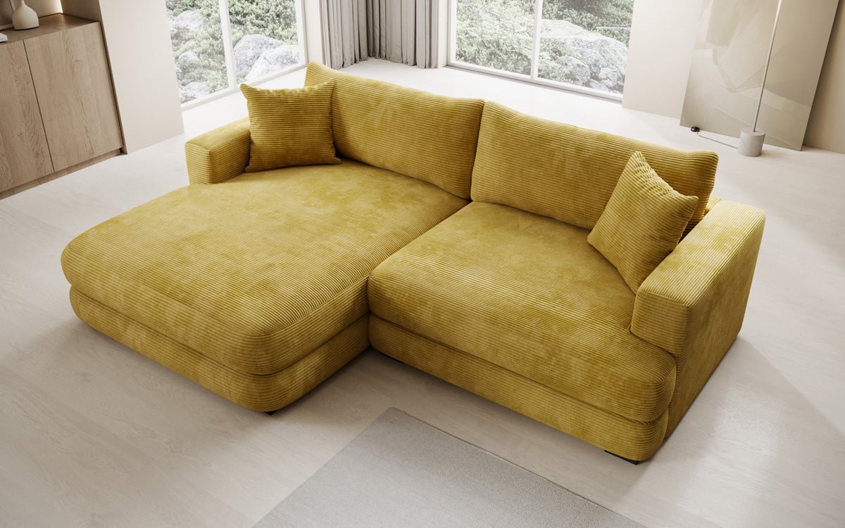 Designer-hoekbank Lima in Ribstof