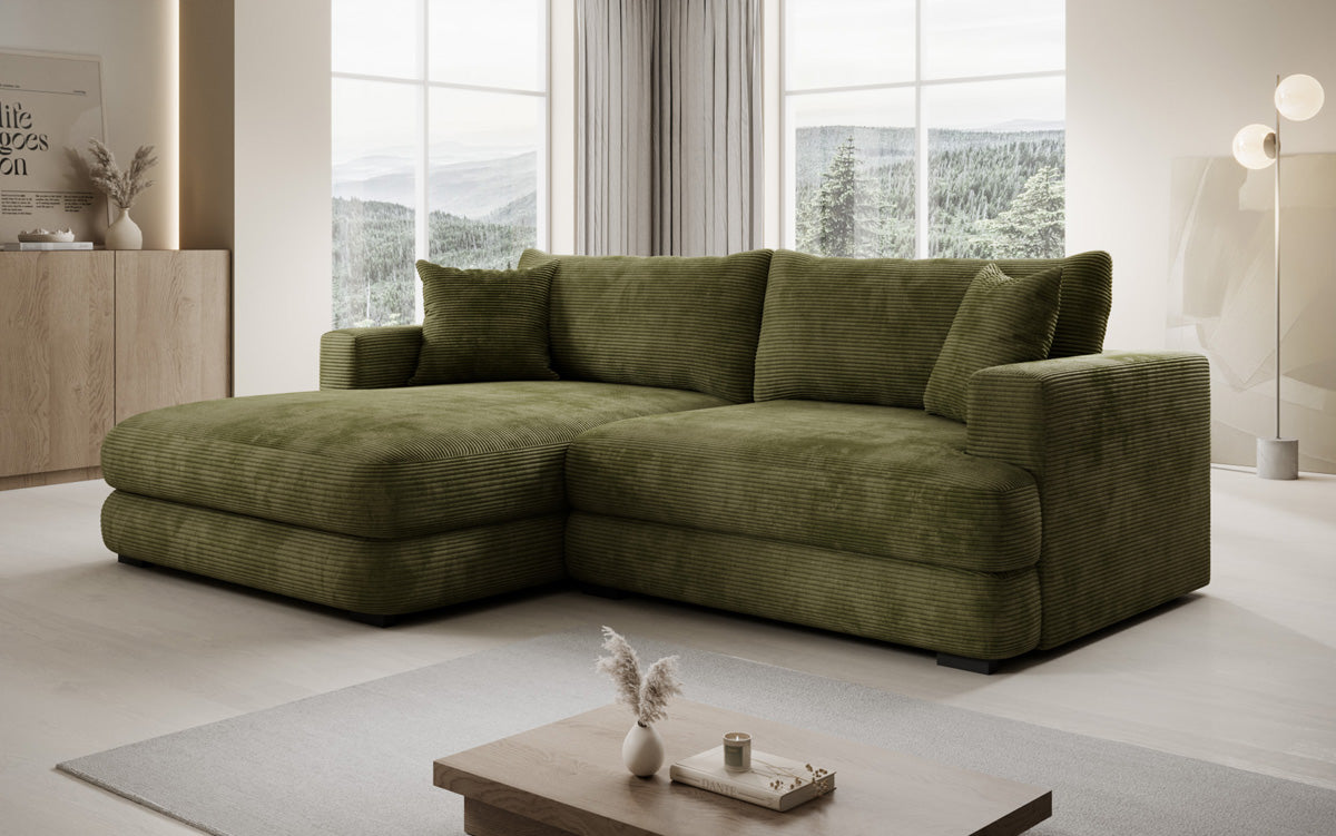 Designer-hoekbank Lima in Ribstof