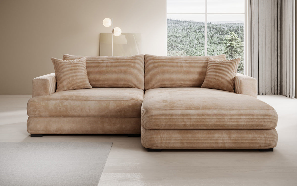 Designer-hoekbank Lima in Ribstof