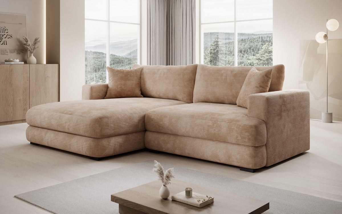 Designer-hoekbank Lima in Ribstof