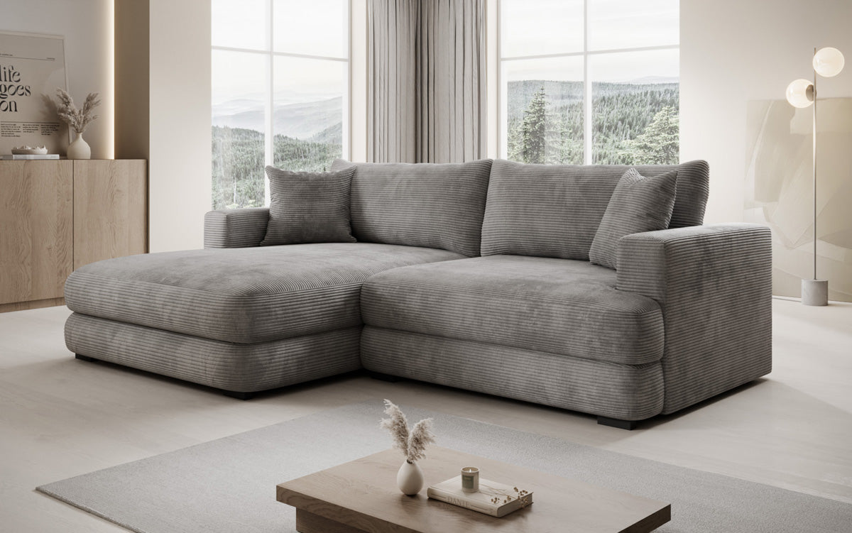 Designer-hoekbank Lima in Ribstof