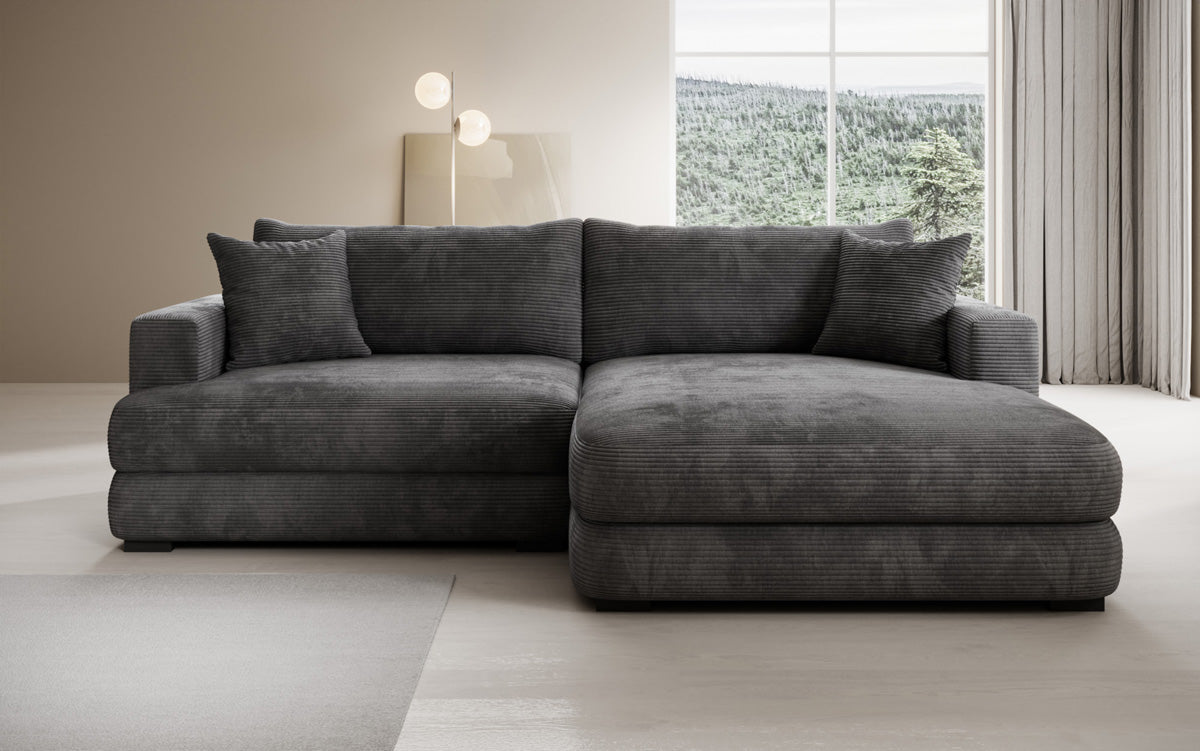 Designer-hoekbank Lima in Ribstof