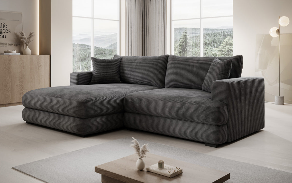Designer-hoekbank Lima in Ribstof