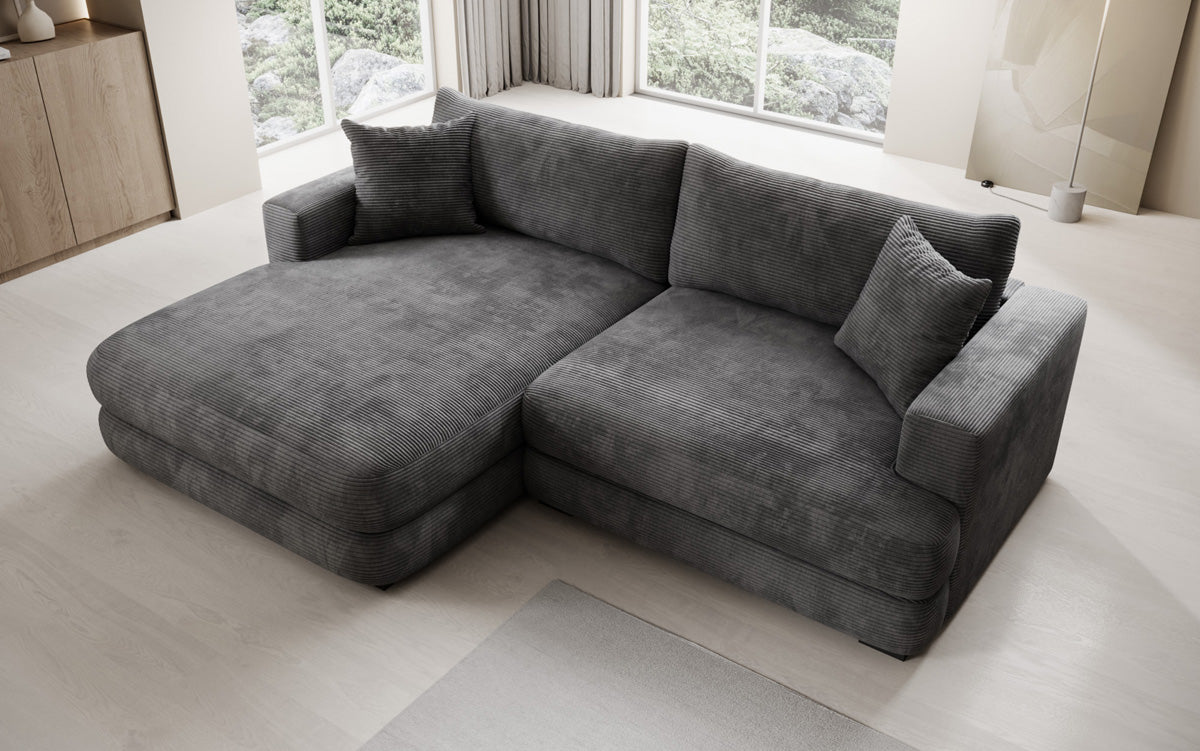 Designer-hoekbank Lima in Ribstof