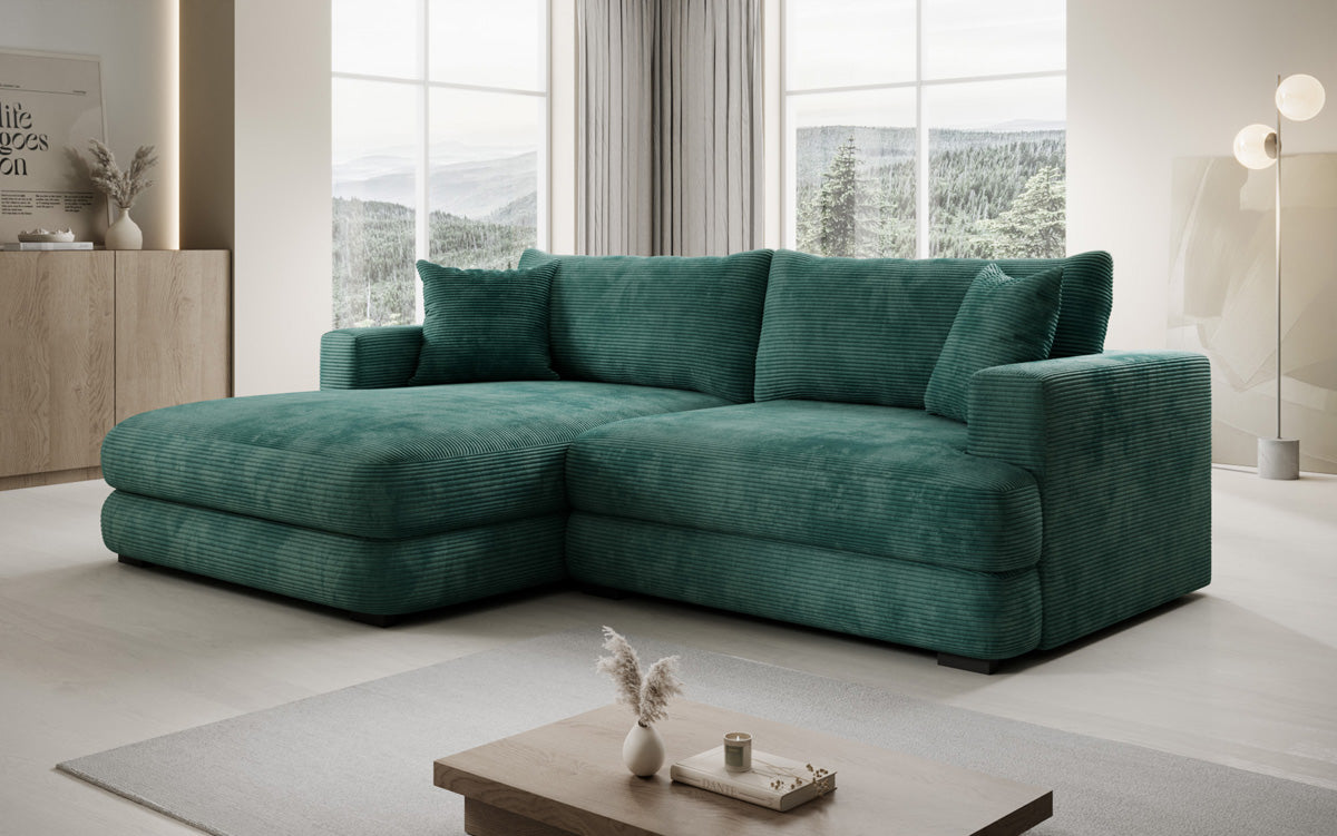 Designer-hoekbank Lima in Ribstof