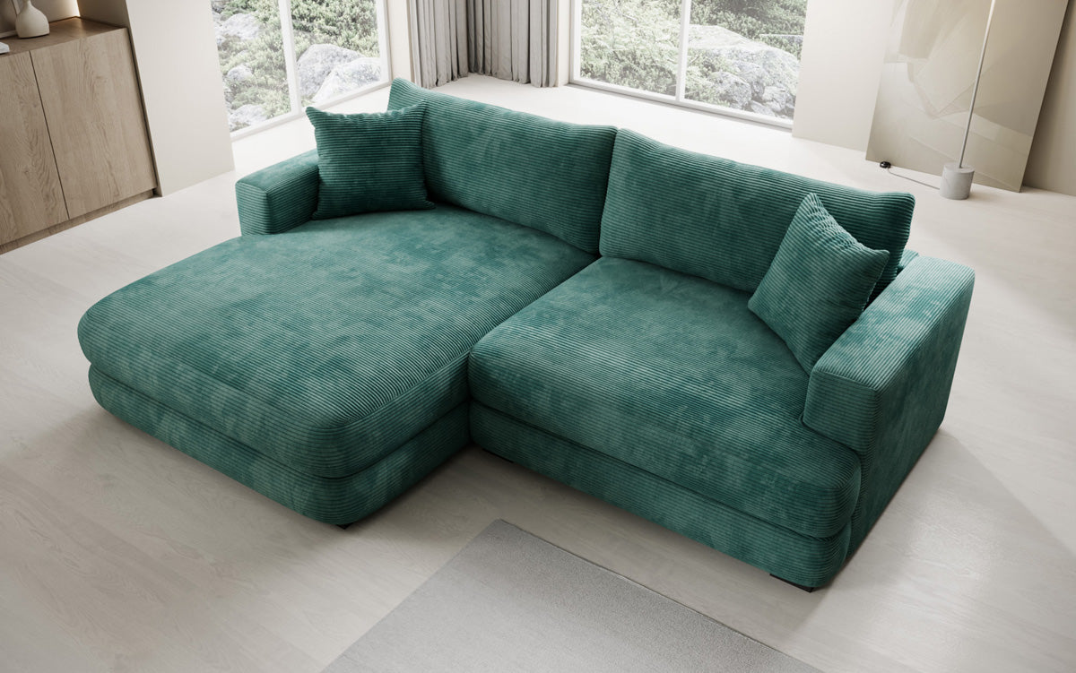 Designer-hoekbank Lima in Ribstof