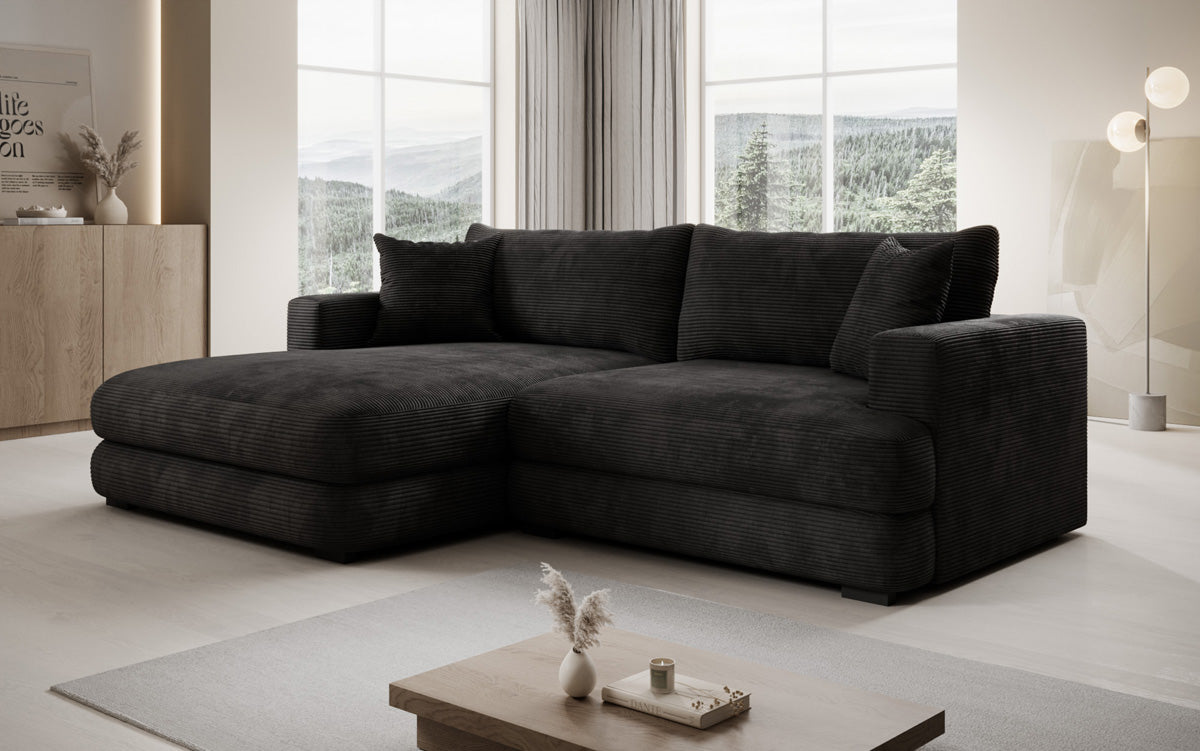 Designer-hoekbank Lima in Ribstof