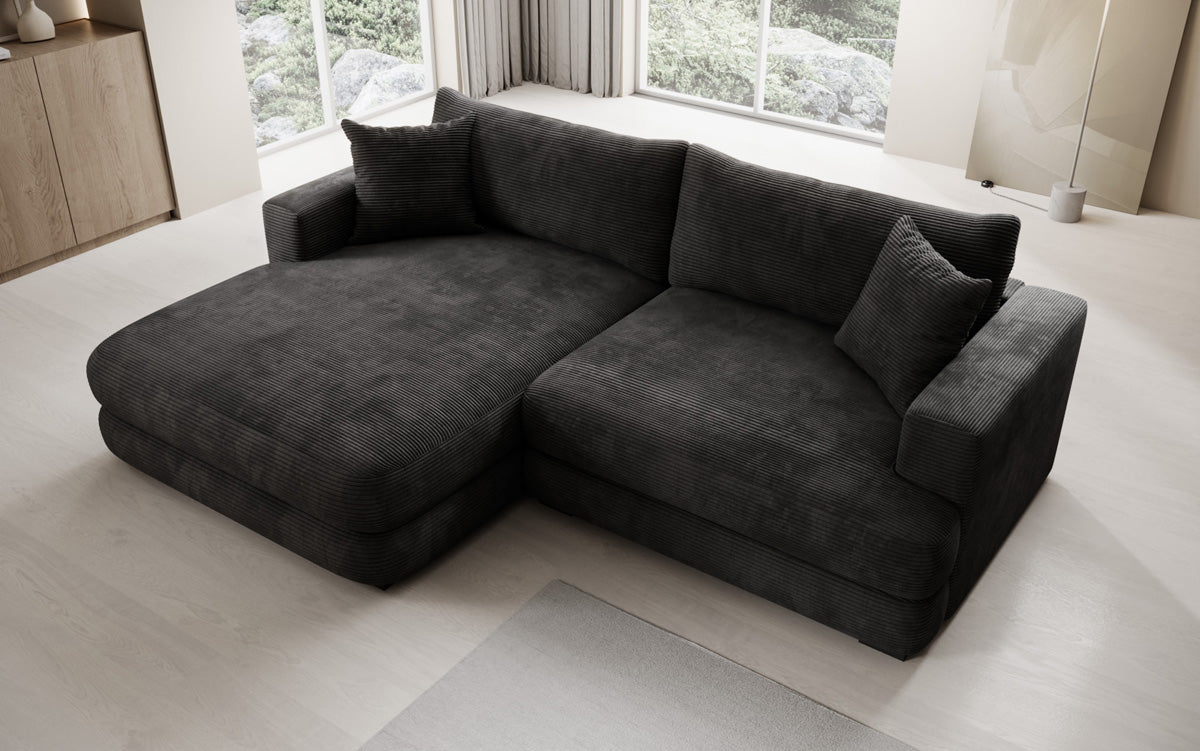 Designer-hoekbank Lima in Ribstof