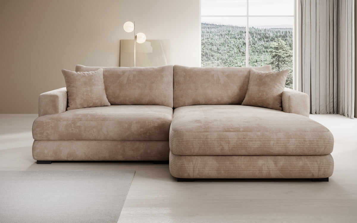 Designer-hoekbank Lima in Ribstof