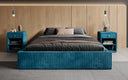 Designer gestoffeerd bed Base met opbergruimte zonder hoofdbord in Ribstof
