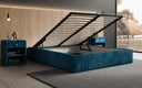 Designer gestoffeerd bed Base met opbergruimte zonder hoofdbord in Ribstof