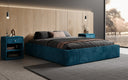 Designer gestoffeerd bed Base met opbergruimte zonder hoofdbord in Ribstof