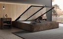 Designer gestoffeerd bed Base met opbergruimte zonder hoofdbord in Ribstof