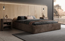 Designer gestoffeerd bed Base met opbergruimte zonder hoofdbord in Ribstof