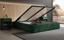 Designer gestoffeerd bed Base met opbergruimte zonder hoofdbord in Ribstof