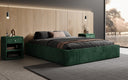 Designer gestoffeerd bed Base met opbergruimte zonder hoofdbord in Ribstof