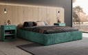 Designer gestoffeerd bed Base met opbergruimte zonder hoofdbord in Ribstof