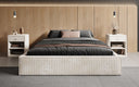 Designer gestoffeerd bed Base met opbergruimte zonder hoofdbord in Ribstof