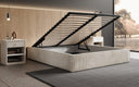 Designer gestoffeerd bed Base met opbergruimte zonder hoofdbord in Ribstof