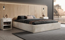 Designer gestoffeerd bed Base met opbergruimte zonder hoofdbord in Ribstof