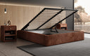 Designer gestoffeerd bed Base met opbergruimte zonder hoofdbord in Ribstof