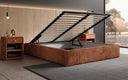Designer gestoffeerd bed Base met opbergruimte zonder hoofdbord in Ribstof