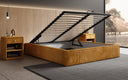 Designer gestoffeerd bed Base met opbergruimte zonder hoofdbord in Ribstof