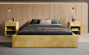 Designer gestoffeerd bed Base met opbergruimte zonder hoofdbord in Ribstof