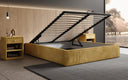 Designer gestoffeerd bed Base met opbergruimte zonder hoofdbord in Ribstof