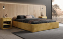 Designer gestoffeerd bed Base met opbergruimte zonder hoofdbord in Ribstof