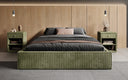 Designer gestoffeerd bed Base met opbergruimte zonder hoofdbord in Ribstof