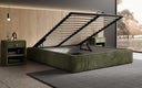 Designer gestoffeerd bed Base met opbergruimte zonder hoofdbord in Ribstof